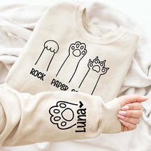 Custom Rock Paper Scissors Cat Paw Sweatshirt