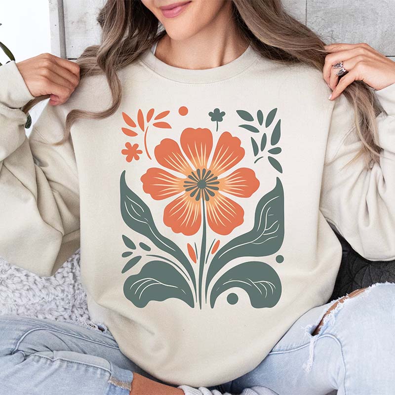Boho Women Flower Minimalist Sweatshirt