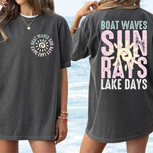 Retro Summer Boat Waves Sun Rays Lake Days T-Shirt