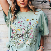 Boho Wildflowers & Bees Garden T-Shirt
