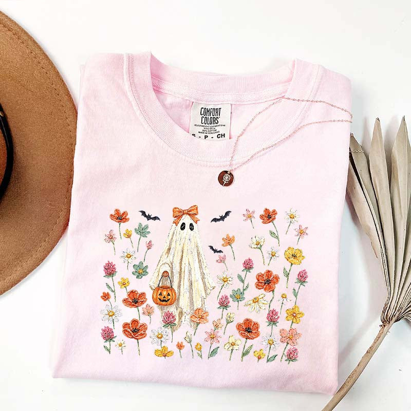 Coquette Floral Ghost Wildflowers Cute T-Shirt