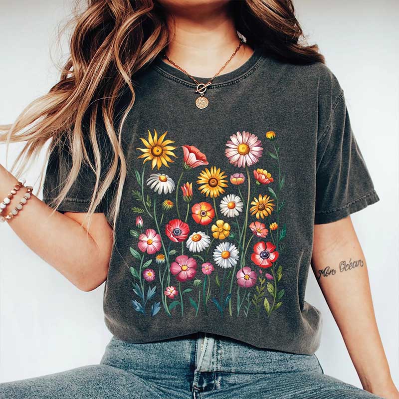 Summer Flower Print Nature Floral T-Shirt