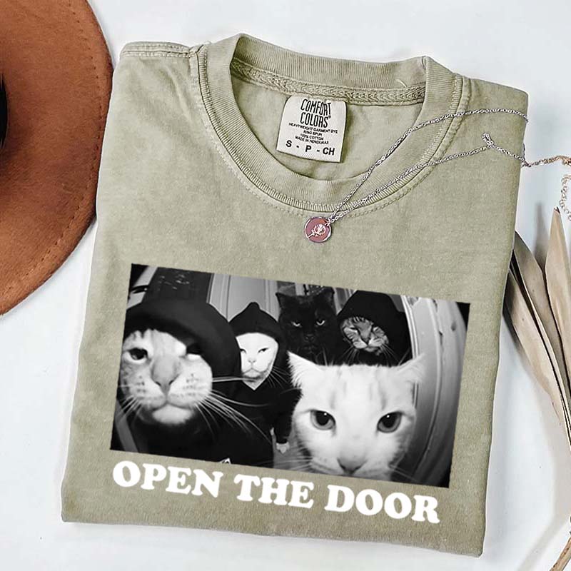 Funny Cat Gang Open The Door T-Shirt