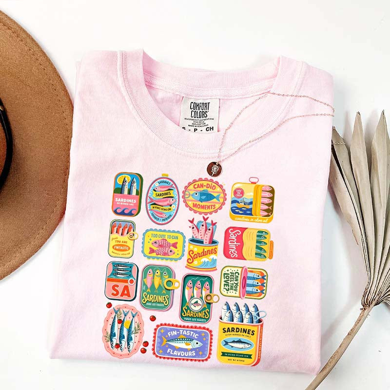 Vintage Sardine Can Mediterranean Food T-Shirt