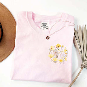 Pocket Pressed Flowers Block Print Floral T-Shirt