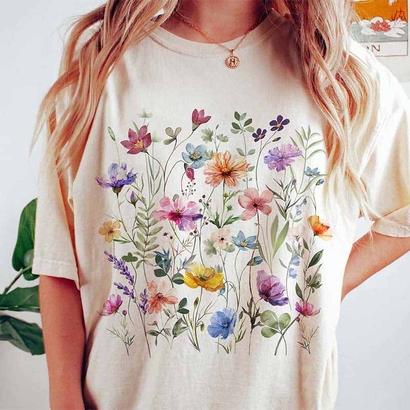 Boho Purple Floral Wildflowers T-Shirt