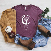 Mystical Moon Phases Yoga T-Shirt