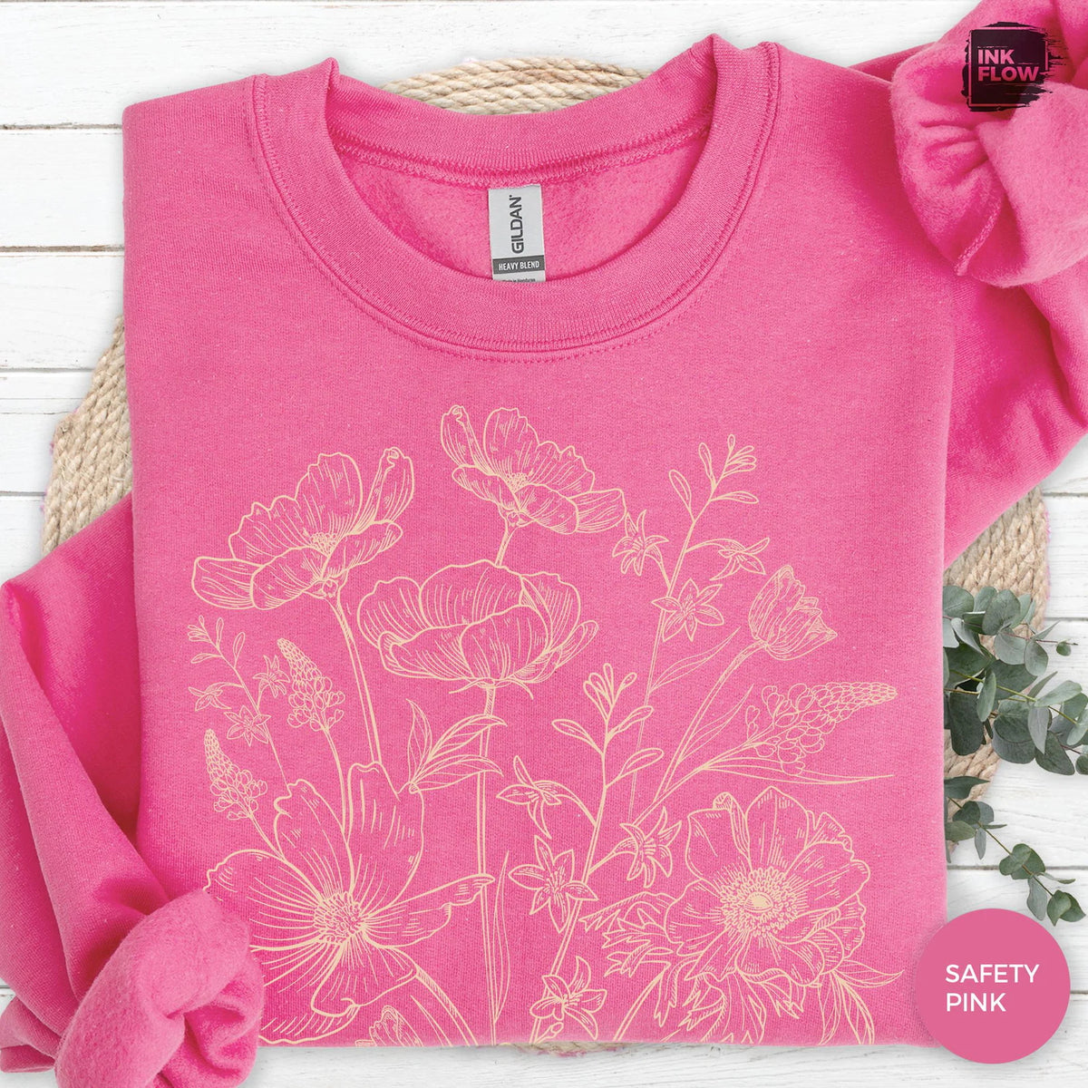 Vintage Pressed Yellow Flowers Floral Sweatshirt