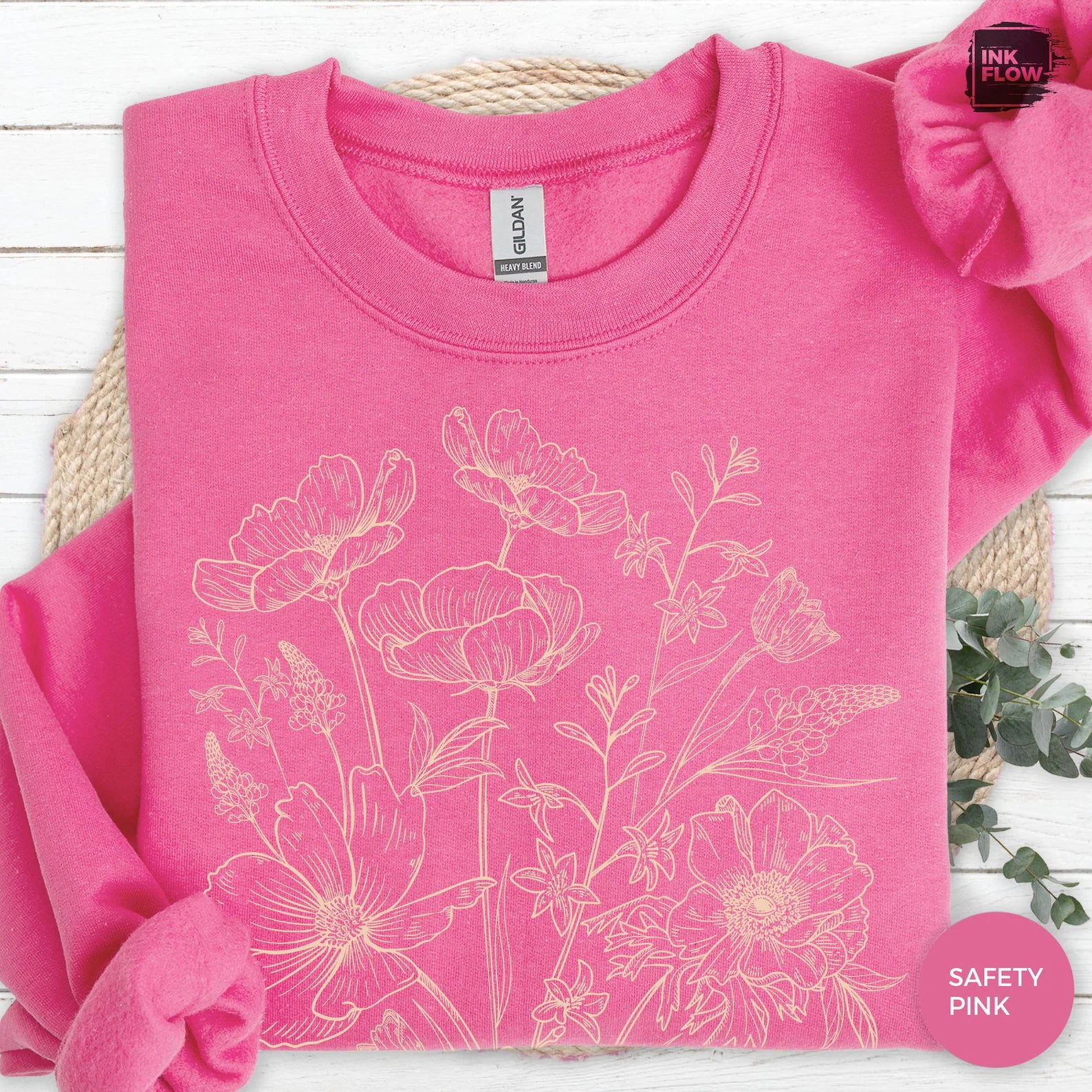 Vintage Pressed Yellow Flowers Floral Sweatshirt