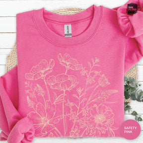 Vintage Pressed Yellow Flowers Floral Sweatshirt