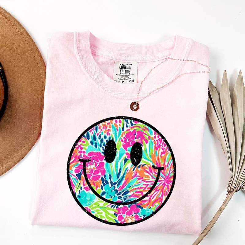 Comfort Colors Smiley Face Beach Vibes T-Shirt