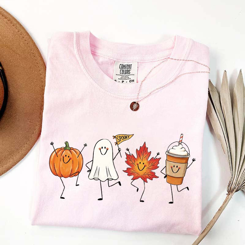 Happy Fall Doodle Smiling Spooky T-Shirt