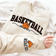 Personalized Basketball Mom Kids Name On Sleeve Sweatshirt
