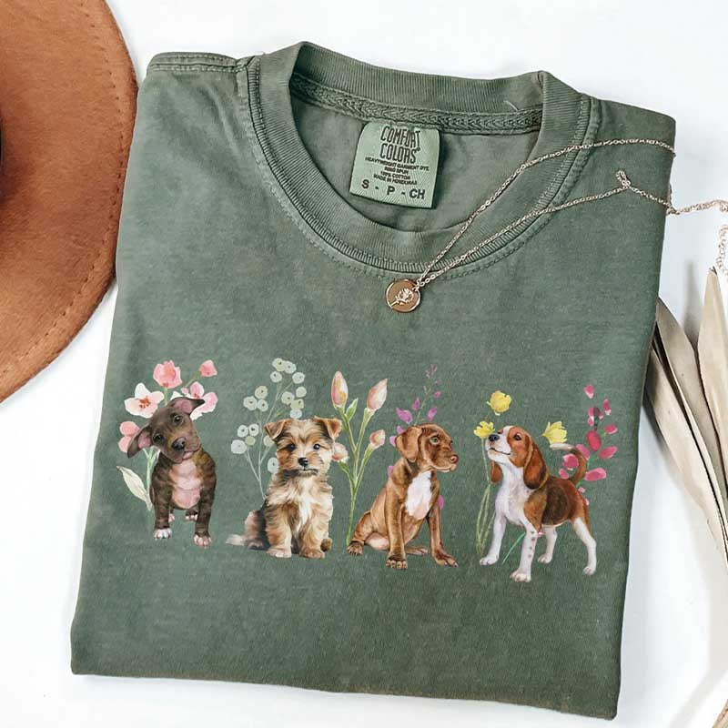 Boho Cottagecore Cute Dog Lover T-Shirt
