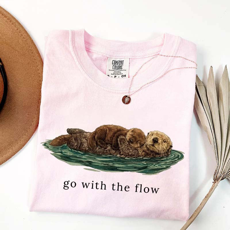 Go With The Flow Cute Otter T-Shirt
