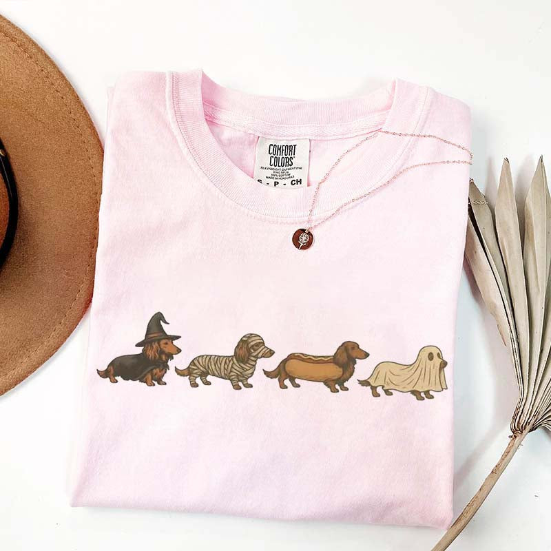 Vintage Art Dachshund Halloween T-Shirt
