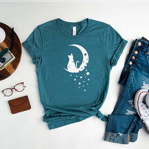 Floral Moon Cat T-Shirt