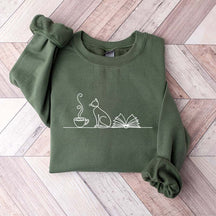 Coffee Cats And Books Lover Sweatshirt