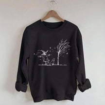 Minimalist Halloween Scarecrow Dog Tree Pumpkin Sweatshirt