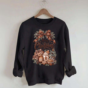 Cozy Christmas Bow Gingerbread Hot Cocoa Holiday Sweatshirt