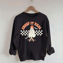 Retro Ghost Creep It Real Halloween Sweatshirt