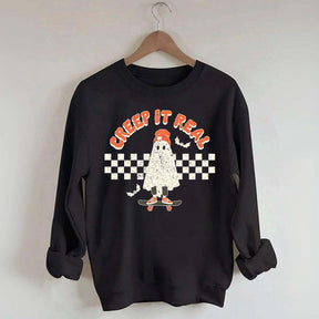 Retro Ghost Creep It Real Halloween Sweatshirt