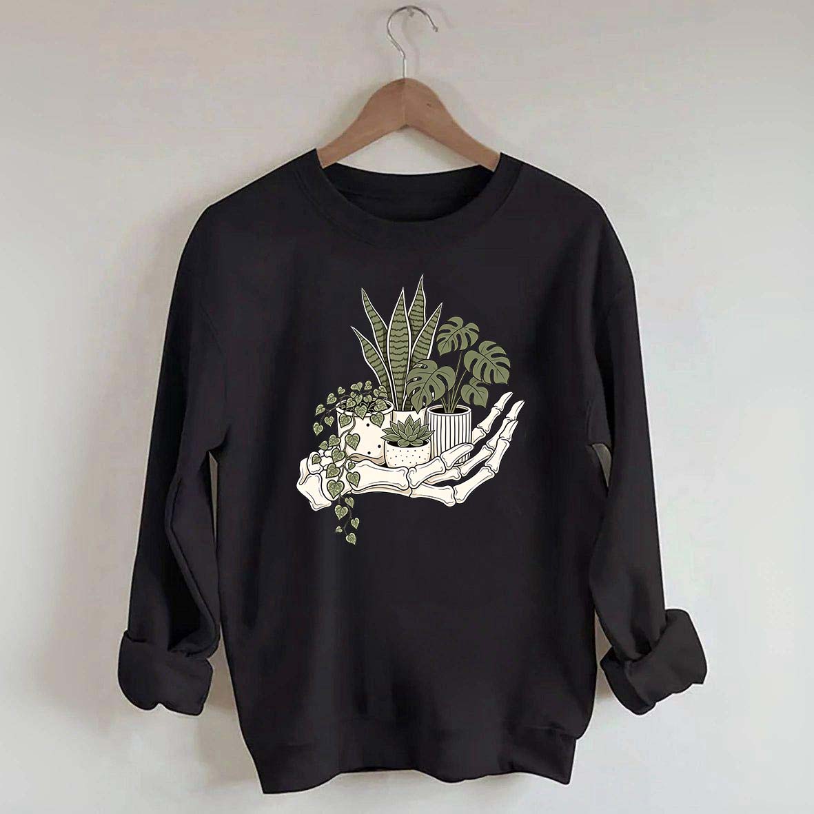 Skeleton Hand Cradling Potted Plants Sweatshirt