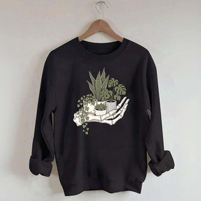 Skeleton Hand Cradling Potted Plants Sweatshirt