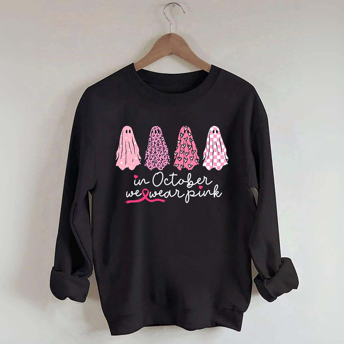 In October We Wear Pink Ghost Cancer Fighter Sweatshirt