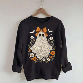 Cute Lace Ghost Bow Spooky Season Sweatshirt