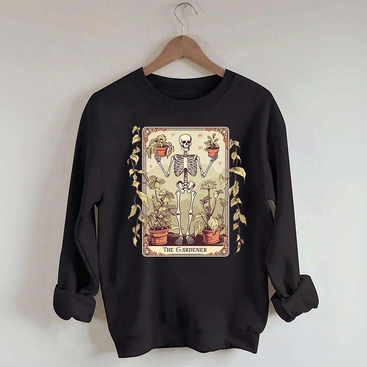 Gardener Skeleton Lover Tarot Card Sweatshirt