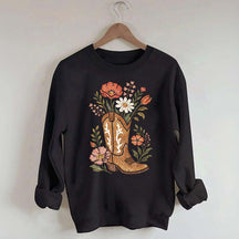 Retro Cowboy Boot Wildflower Sweatshirt