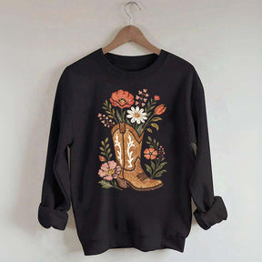 Retro Cowboy Boot Wildflower Sweatshirt