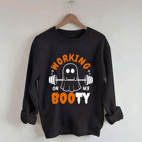 Working On My Booty Halloween Ghost Gym Sweatshirt