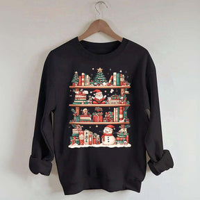 Cute Christmas Bookshelf Santa Sweatshirt