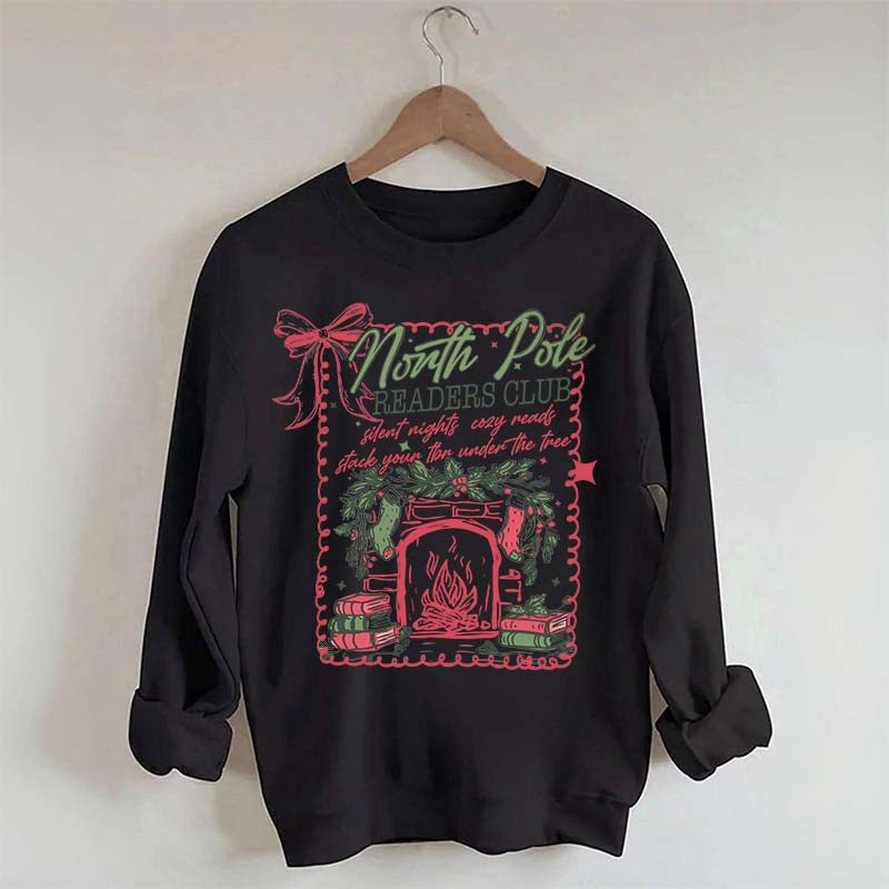 North Pole Readers Club Coquette Christmas Book Sweatshirt