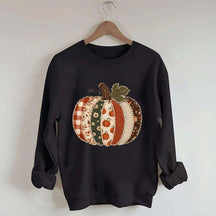 Faux Patchwork Fall Pumpkin Sweatshirt