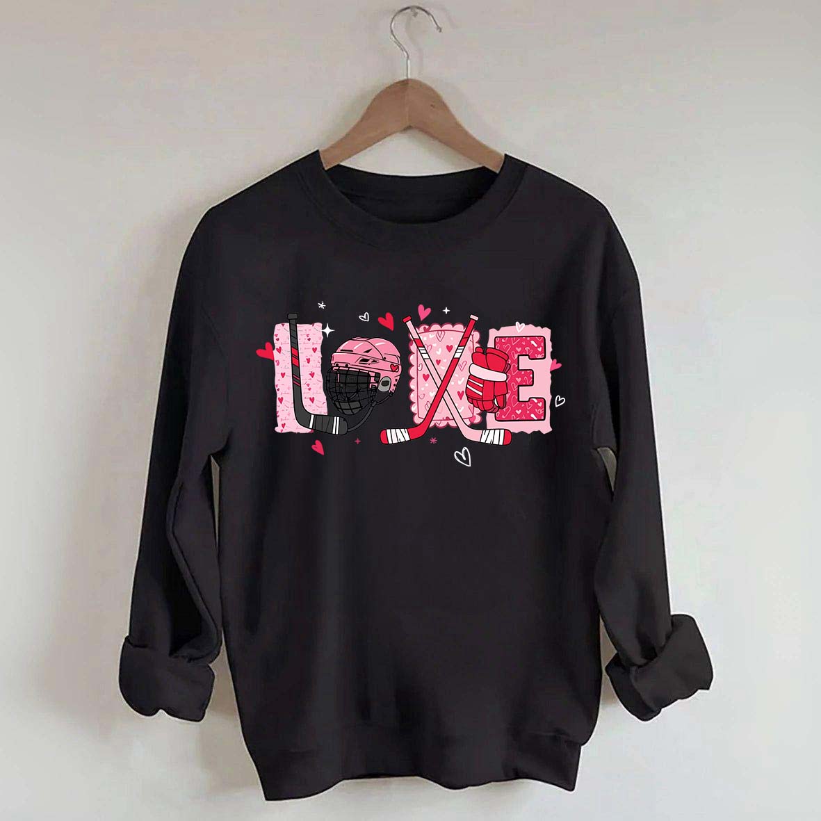 Hockey Valentine Heart Sweatshirt