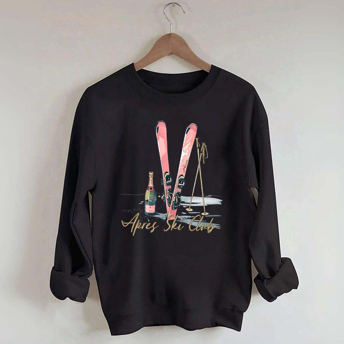 Apres Ski Champagner Skifahrer Sweatshirt