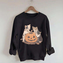 Vintage 90s Cat Halloween Pumpkin Sweatshirt