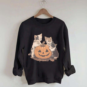 Vintage 90s Cat Halloween Pumpkin Sweatshirt