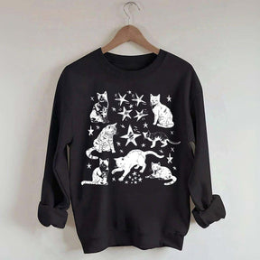 Vintage Cat Star Graphic Sweatshirt