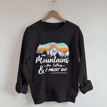 Retro Mountains Are Calling Hiking Camping Sweatshirt