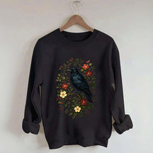 Vintage Raven Gothic Cottagecore Floral Sweatshirt