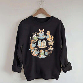 Bookworm Fiction Dog Reading Sweatshirt