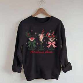 Christmas Please Martini Coquette Holiday Sweatshirt