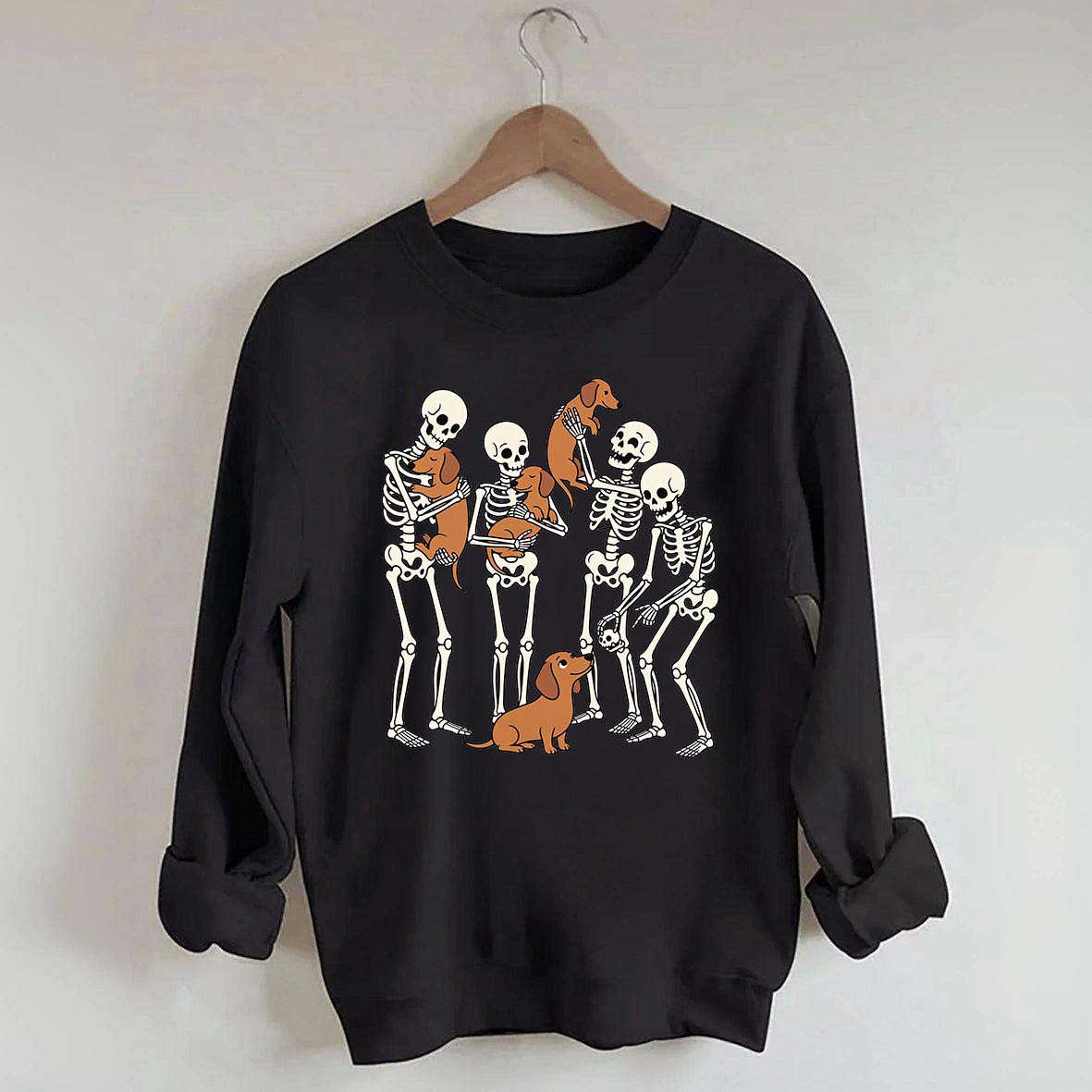 Halloween Dachshund Spooky Season Skeleton Bone Sweatshirt