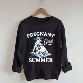 Pregnant Girl Summer Cow Sweatshirt