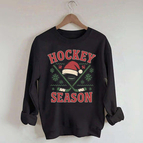 Christmas Hockey Santa Hat Sweatshirt