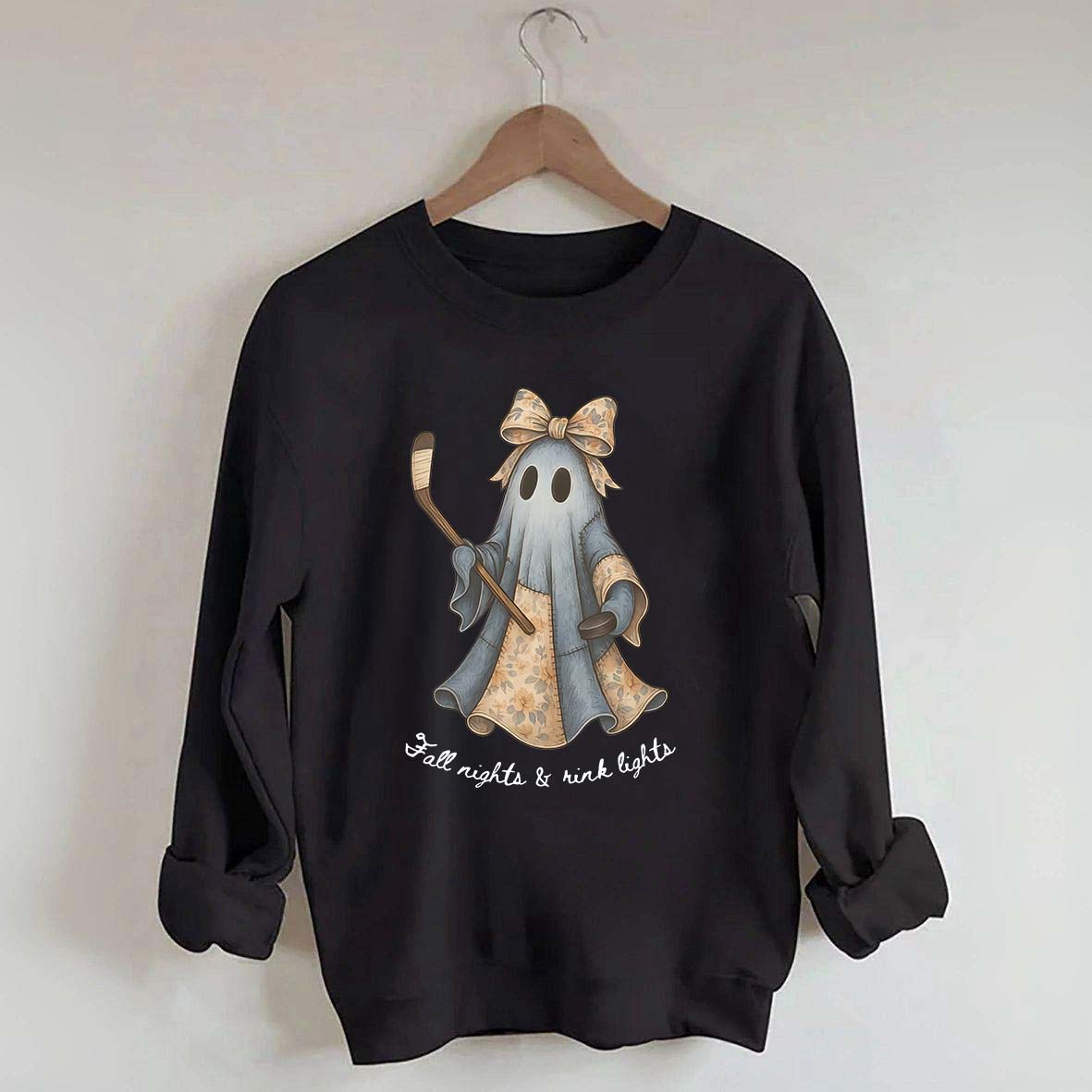 Retro Patchwork Ghost Hockey Sweatshirt